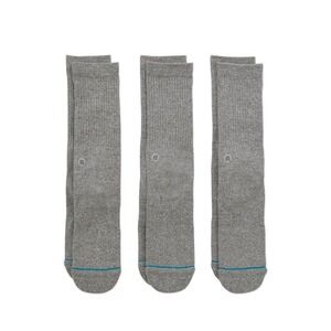 Stance Icon 3 Pair Unisex Medium Mens 6-8.5 Womens 8-10.5 Casual Crew Socks Gray